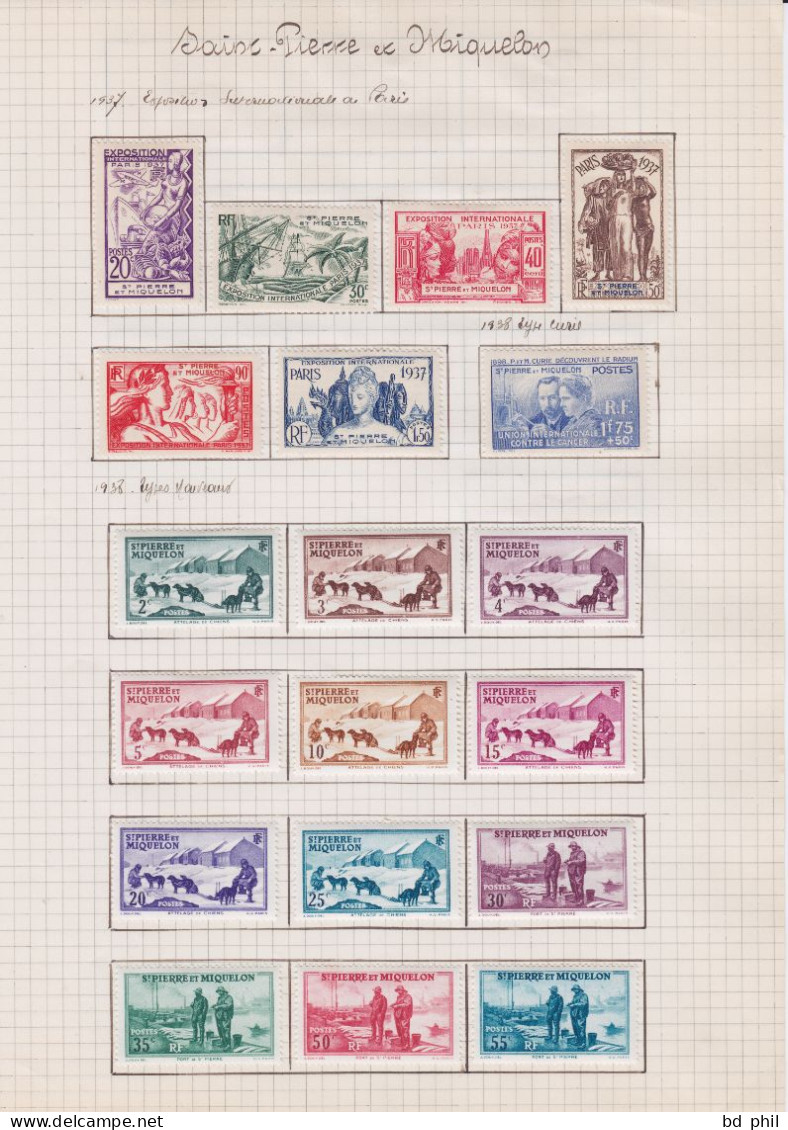 Lot 58 Timbres Saint Pierre Et Miquelon 1909 1922 1933 1937 1938 1939 Neuf Et Oblitéré Avec Charnière - Other & Unclassified