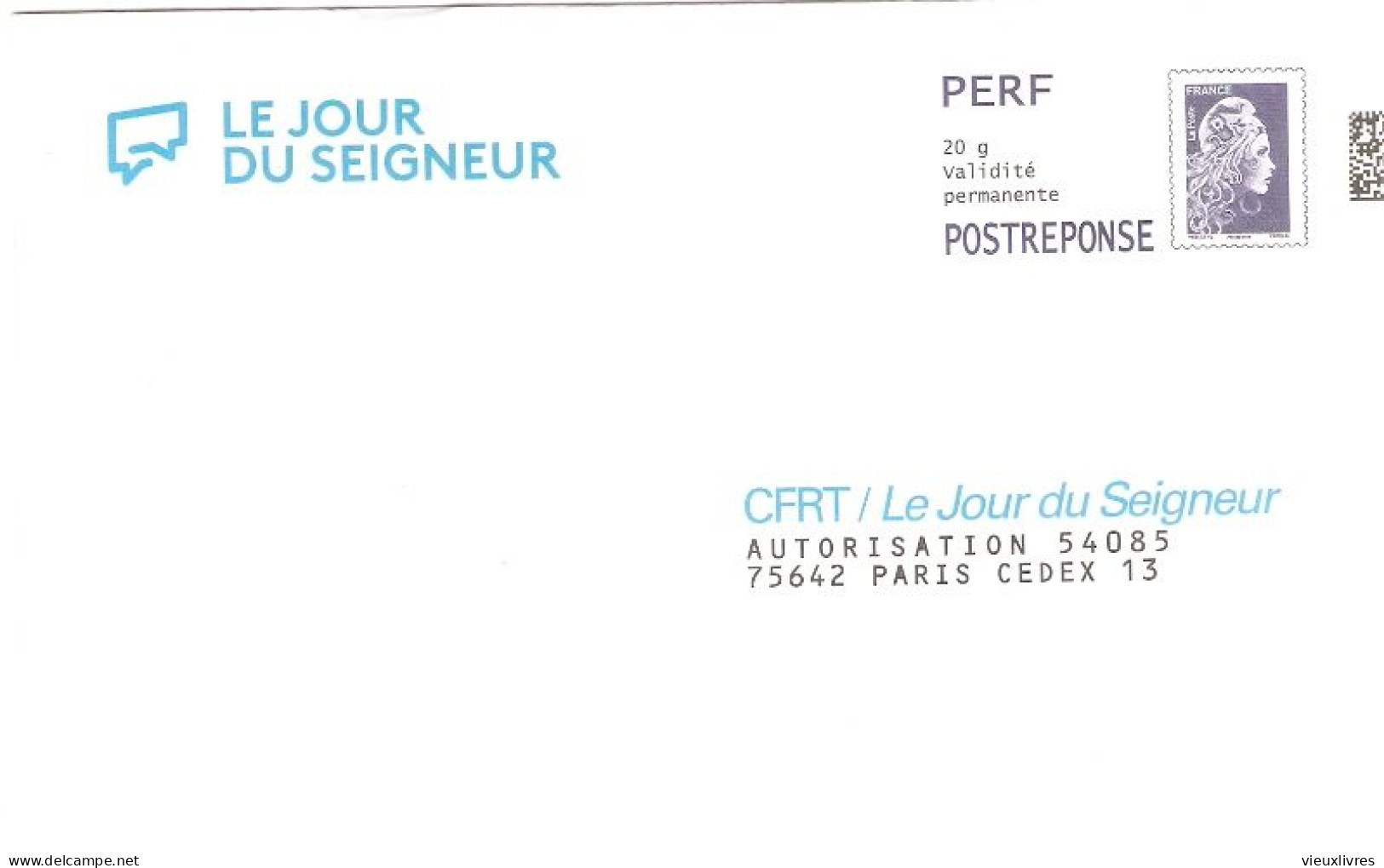 389054 CFRT Le Jour Du Seigneur  Prêt-à-poster PAP Yseult YZ Entier Postal PERF Marianne L'engagée - PAP : Antwoord /Marianne L'Engagée