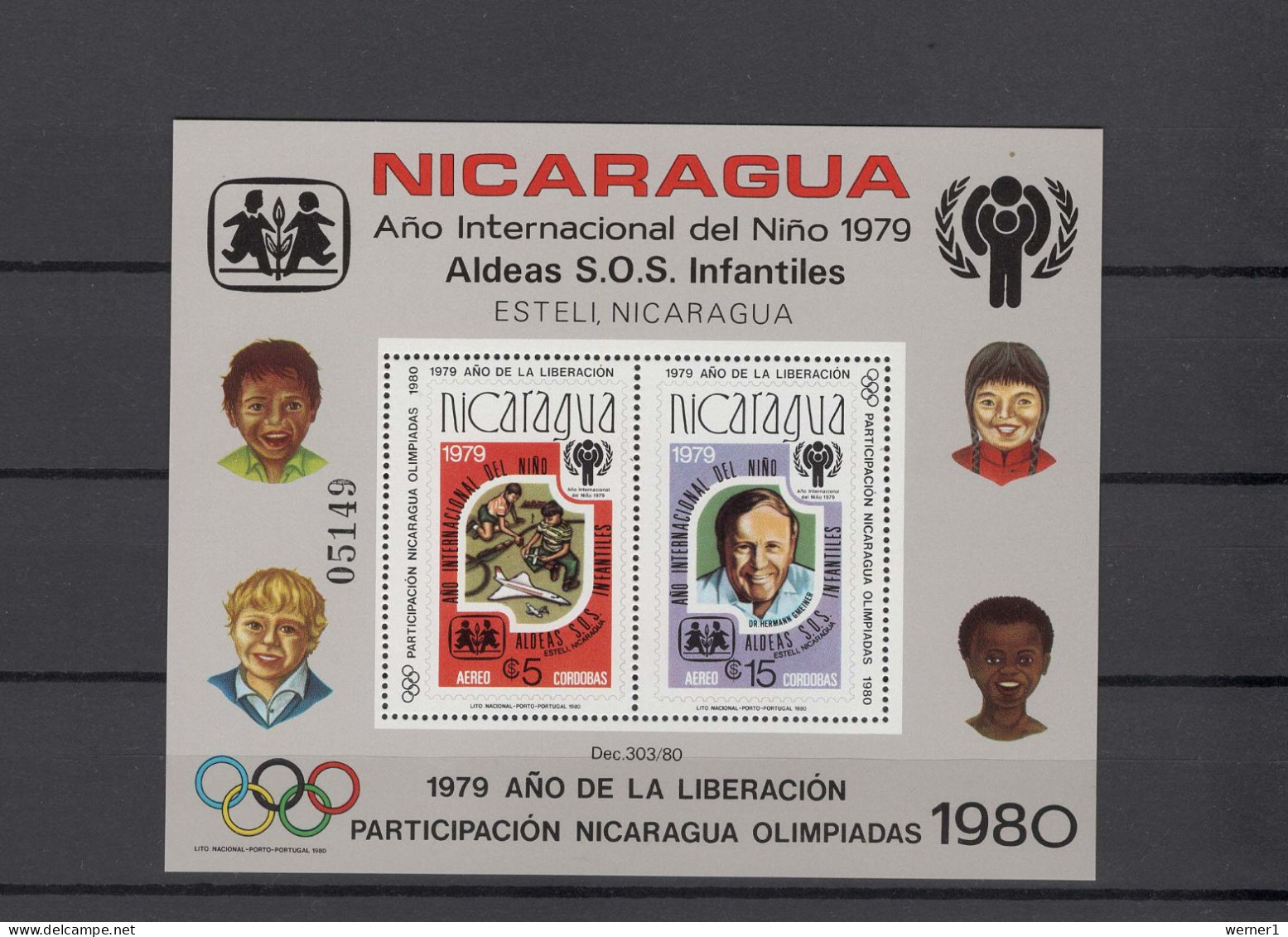 Nicaragua 1980 Olympic Games Moscow, IYC S/s With Overprint MNH -scarce- - Estate 1980: Mosca