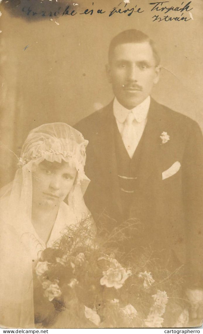 Souvenir Photo Postcard Wedding Bride Groom - Noces