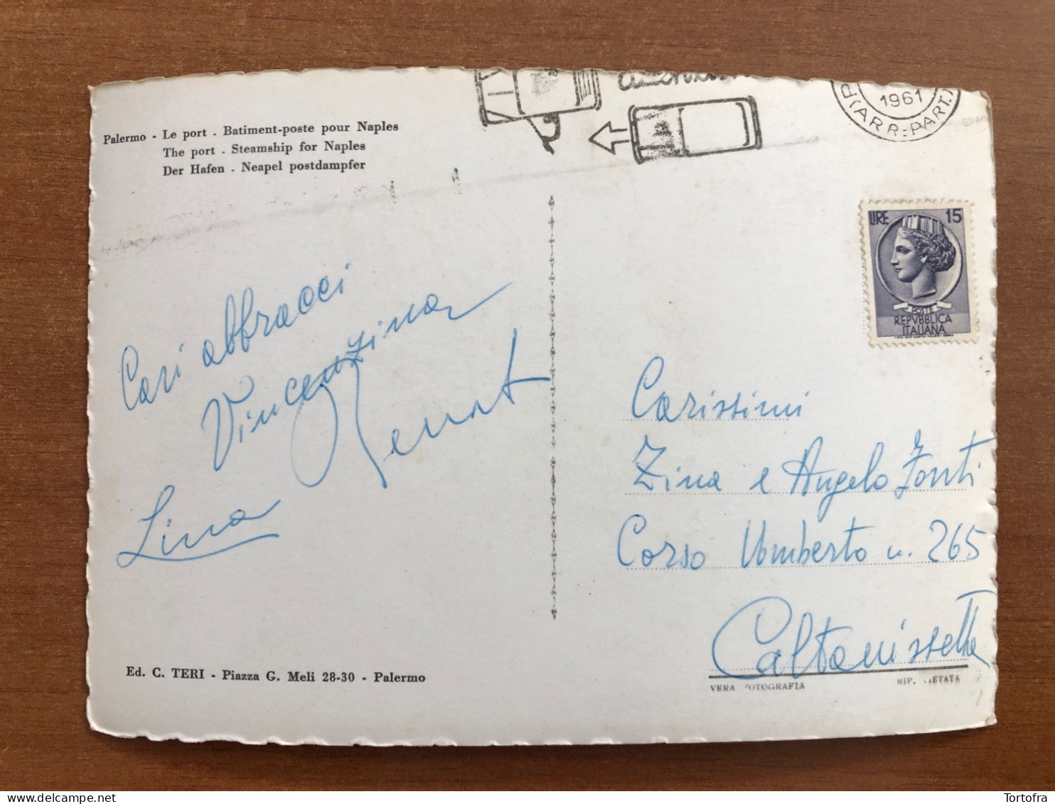 PALERMO IL PORTO POSTALE PER NAPOLI 1961 - Palermo