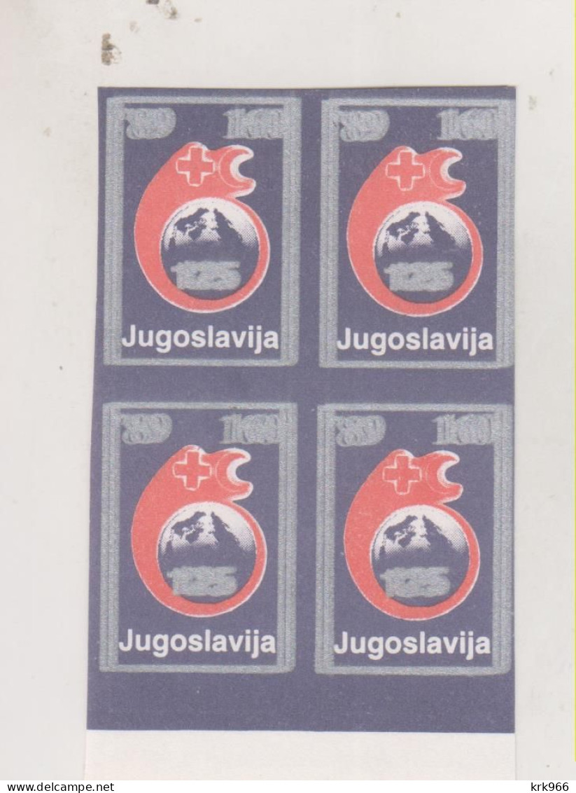 YUGOSLAVIA, 1989    Red Cross Charity Stamp  Imperforated Proof Bloc Of 4 MNH - Nuevos