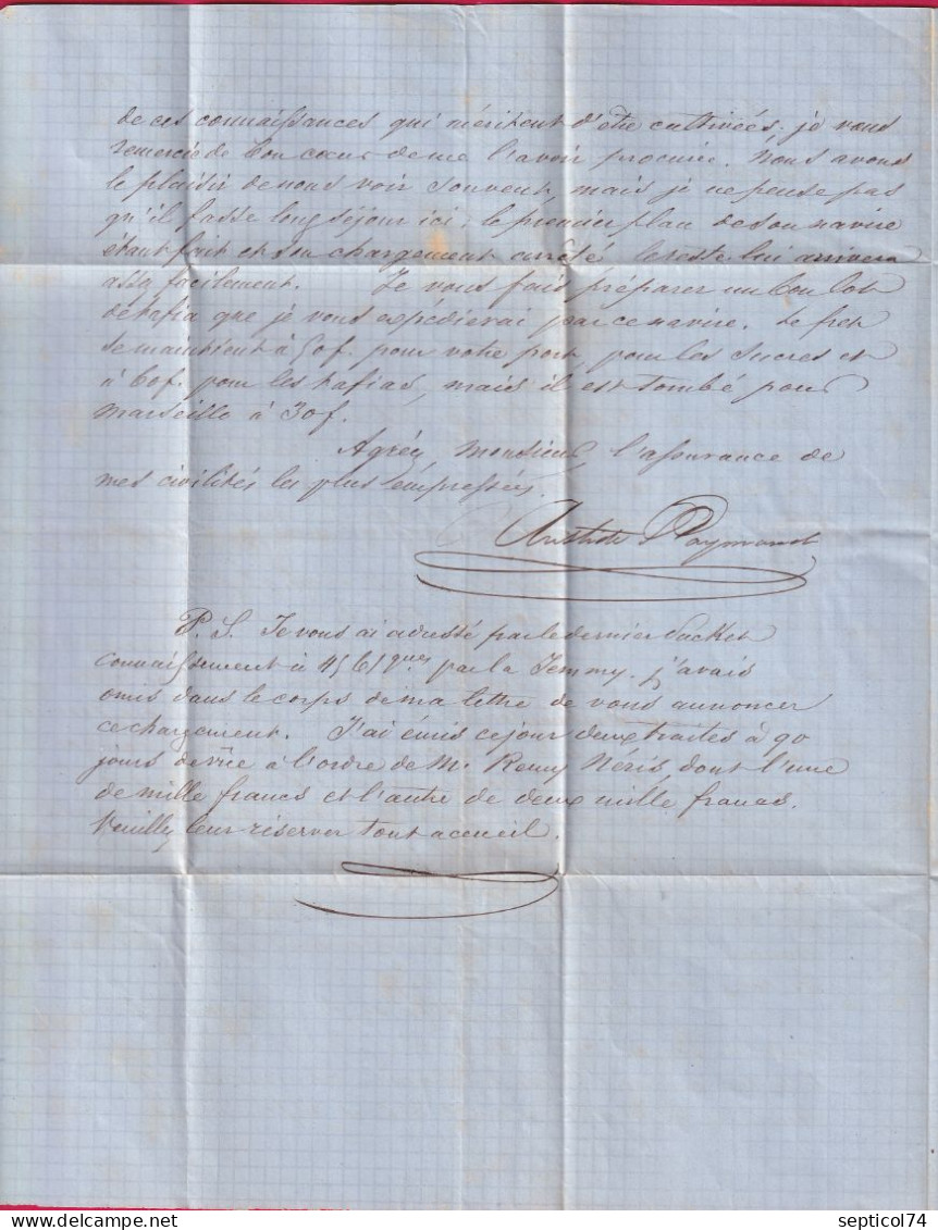 ST PIERRE MARTINIQUE 1863 TAXE 6 VOIE ANGLAISE POUR BORDEAUX LETTRE - 1849-1876: Klassik