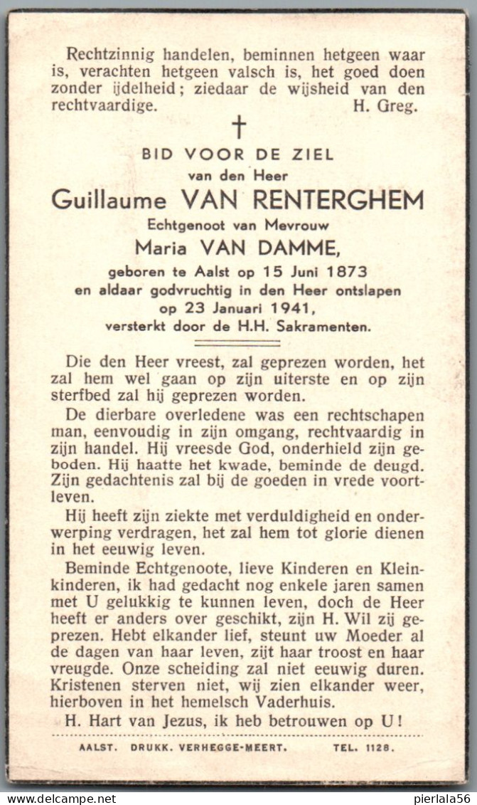 Bidprentje Aalst - Van Renterghem Guillaume (1873-1941) - Andachtsbilder