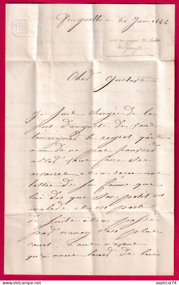 CURSIVE 69 FOUGEROLLES HAUTE SAONE POUR VESOUL 1844 LETTRE - 1801-1848: Précurseurs XIX