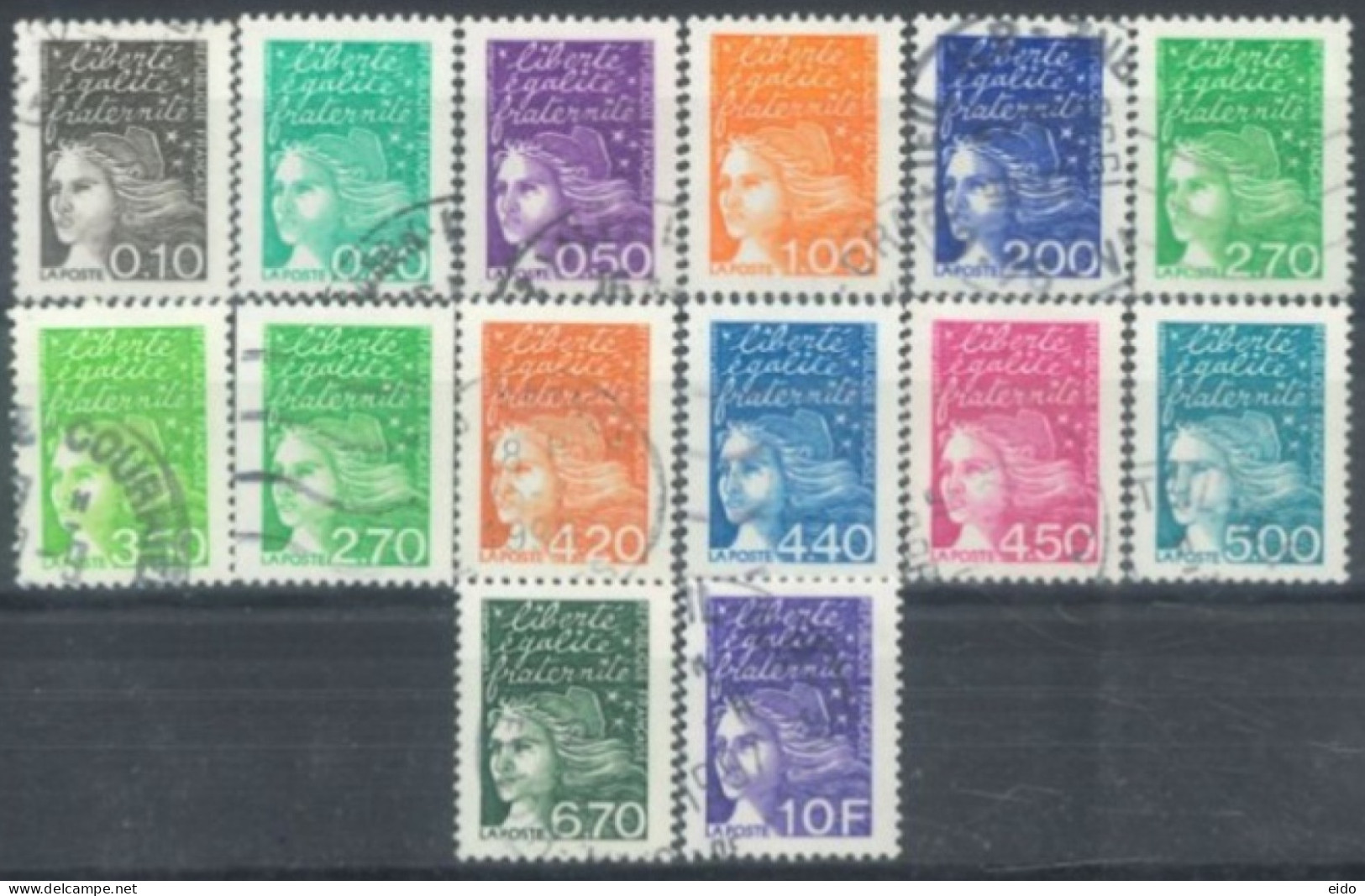 FRANCE -1997 - MARIANNE STAMPS COMPLETE SET OF 14, USED - Usati