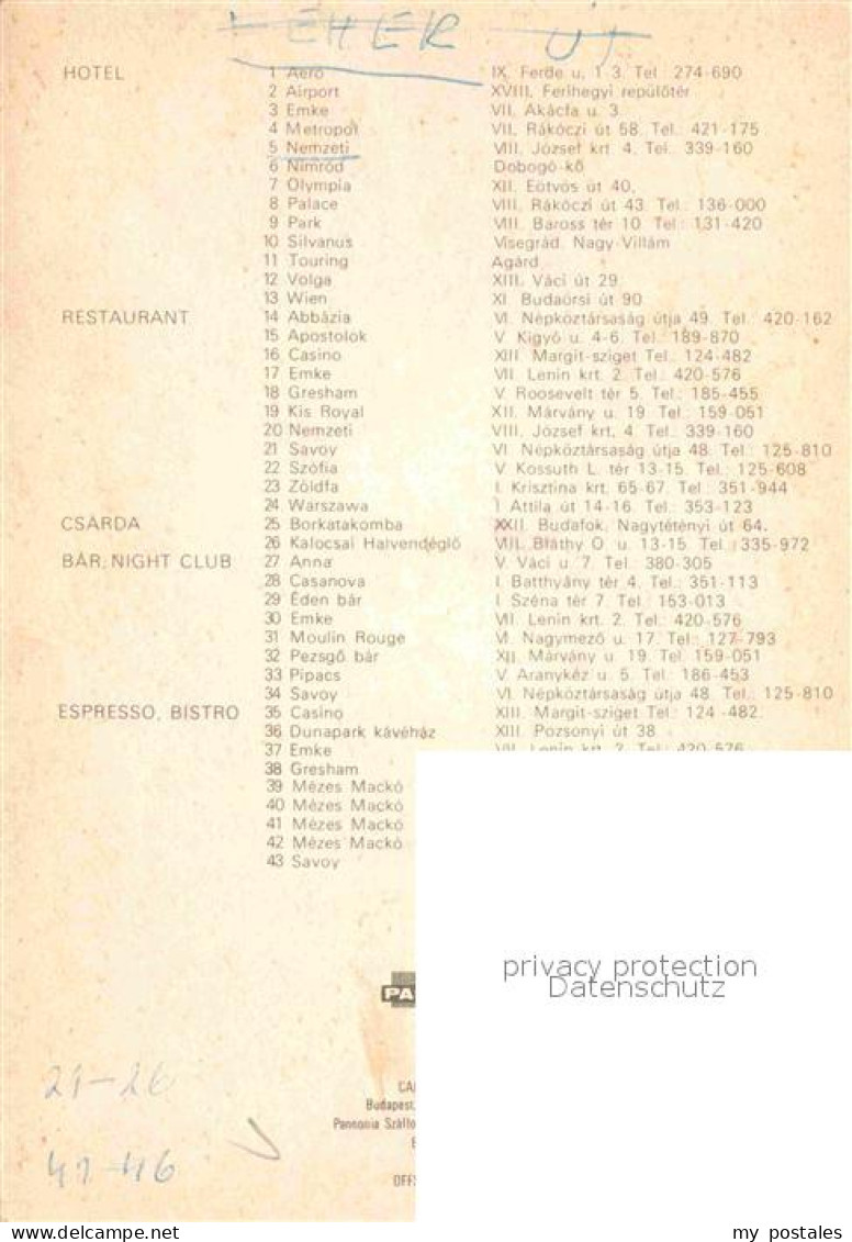 72824216 Budapest Stadtplan Mit Sehenswuerdigkeiten Budapest - Hongrie