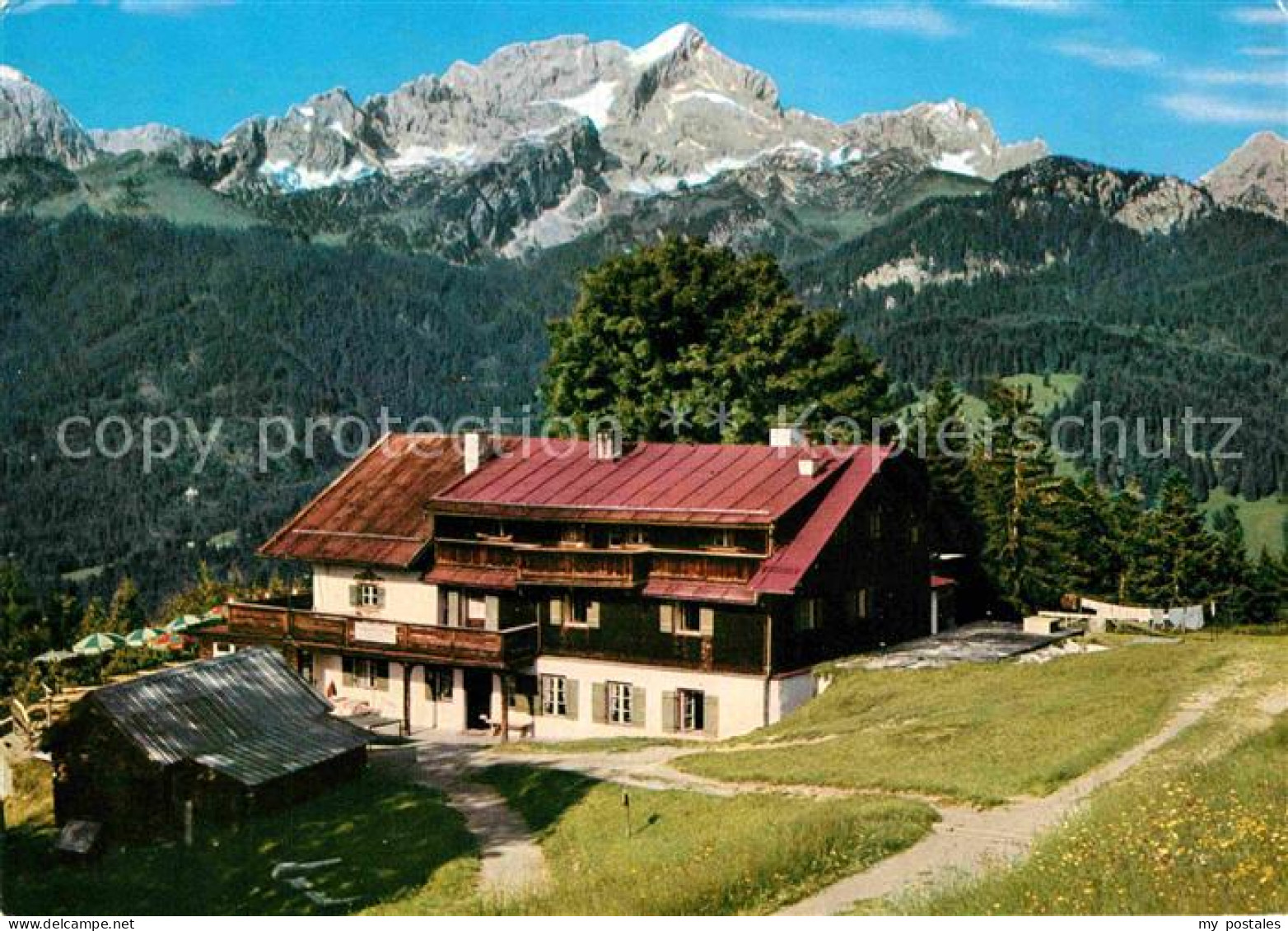 72824203 Garmisch-Partenkirchen Berggasthof Eckbauer Blick Auf Alpspitze Zugspit - Garmisch-Partenkirchen