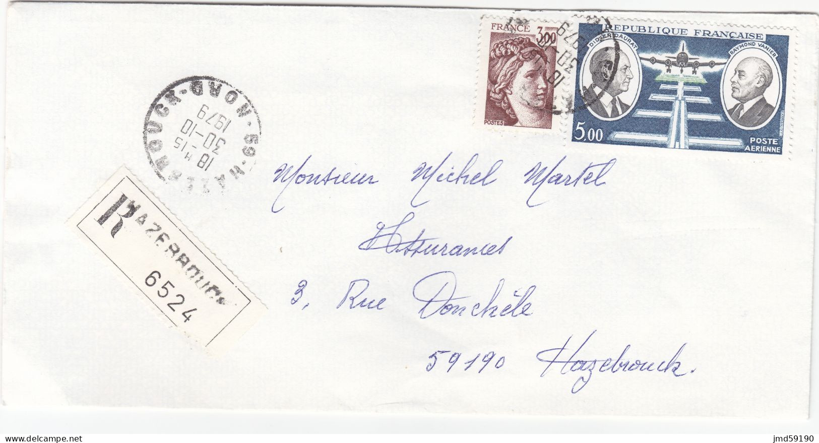 Timbres 1979 + PA46 Sur Lettre Recommandée Ayant Voyagée Le 30/10/1979 De HAZEBROUCK à HAZEBROUCK NORD 59 - 1961-....