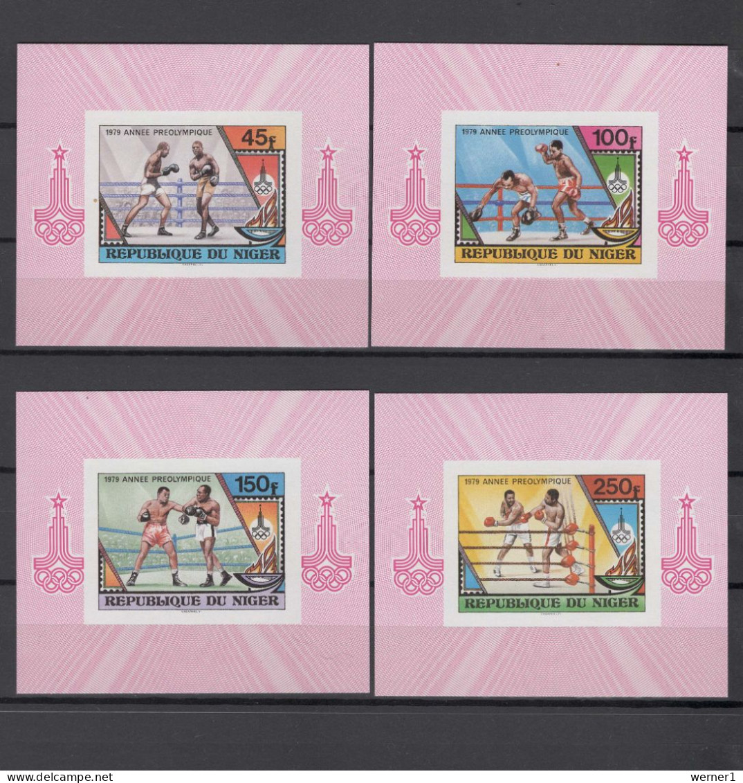 Niger 1979 Olympic Games Moscow, Boxing Set Of 4 S/s Imperf. MNH -scarce- - Zomer 1980: Moskou