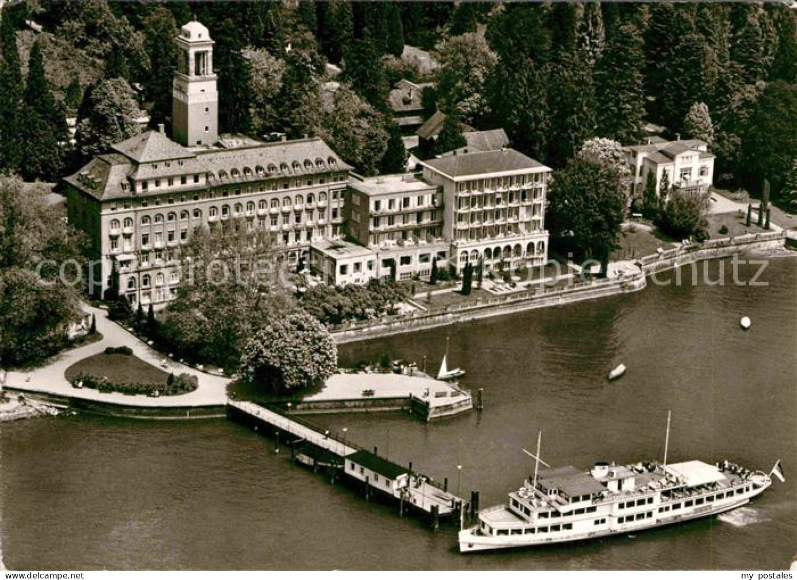 72823462 Lindau Bodensee Hotel Bad Schachen Landungssteg Dampfer Fliegeraufnahme - Lindau A. Bodensee