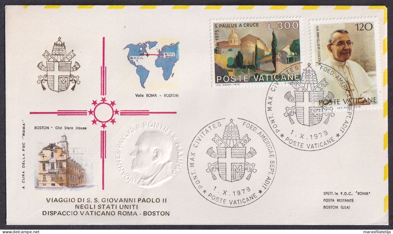 Vatican 1979, Pope Voyage, USA, Boston, Special Cover - Andere & Zonder Classificatie