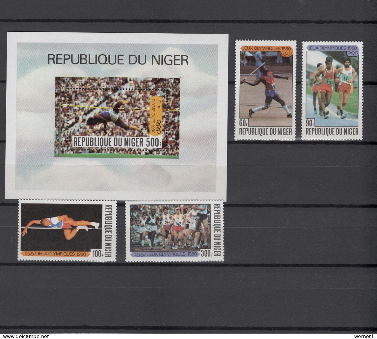 Niger 1980 Olympic Games Moscow, Athletics Set Of 4 + S/s MNH - Ete 1980: Moscou