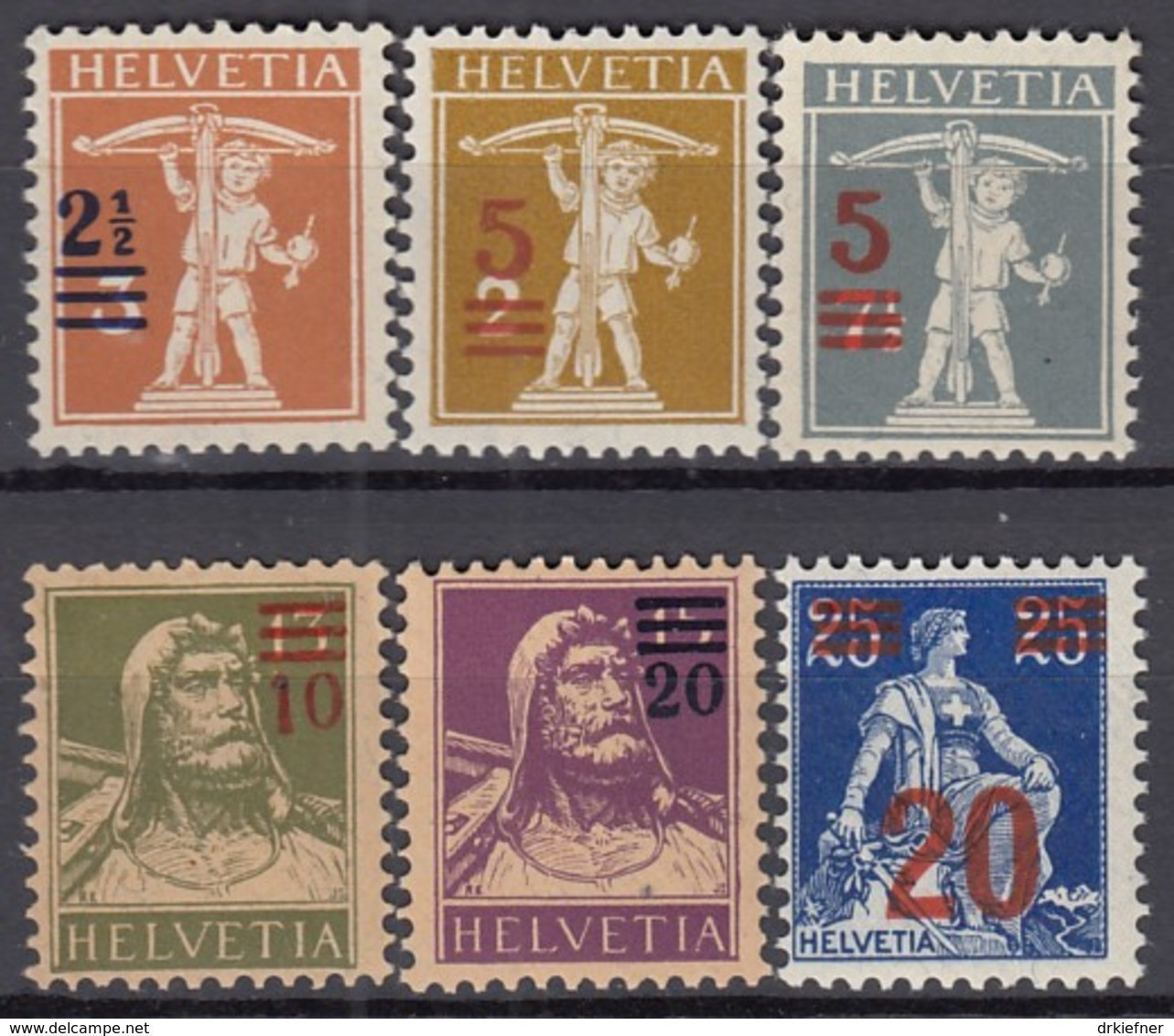 SCHWEIZ  156-161, Postfrisch **, Aufdruckmarken 1921 - Autres & Non Classés