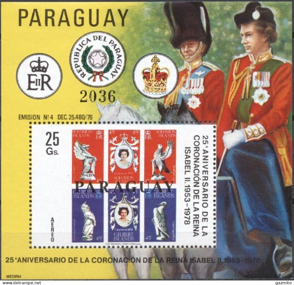 Paraguay 1978, Queen Elizabeth, Stamp On Stamp, BF - Paraguay