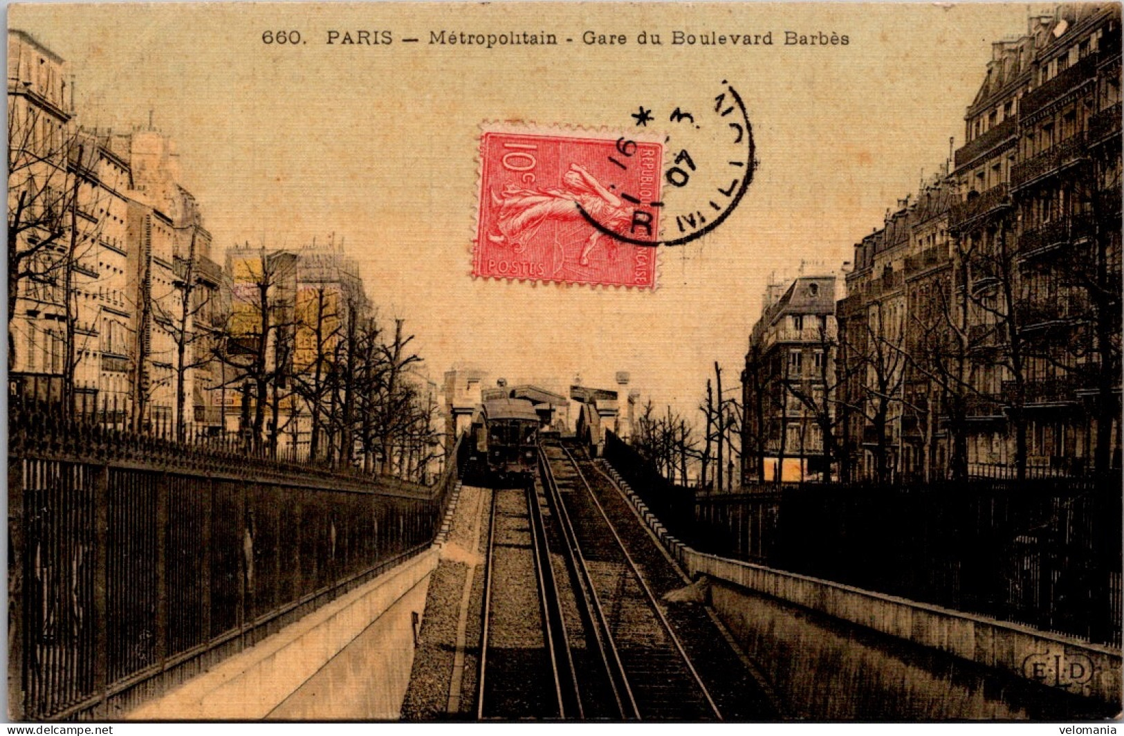 20731 Cpa Paris - Métropolitain - Gare Du Boulevard Barbès " Carte Toilée " - Andere & Zonder Classificatie