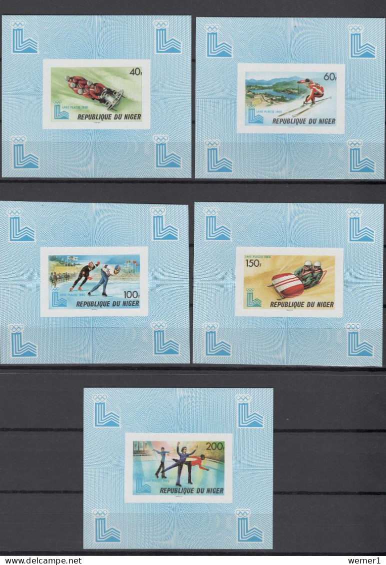 Niger 1979 Olympic Games Lake Placid Set Of 5 S/s Imperf. MNH -scarce- - Inverno1980: Lake Placid