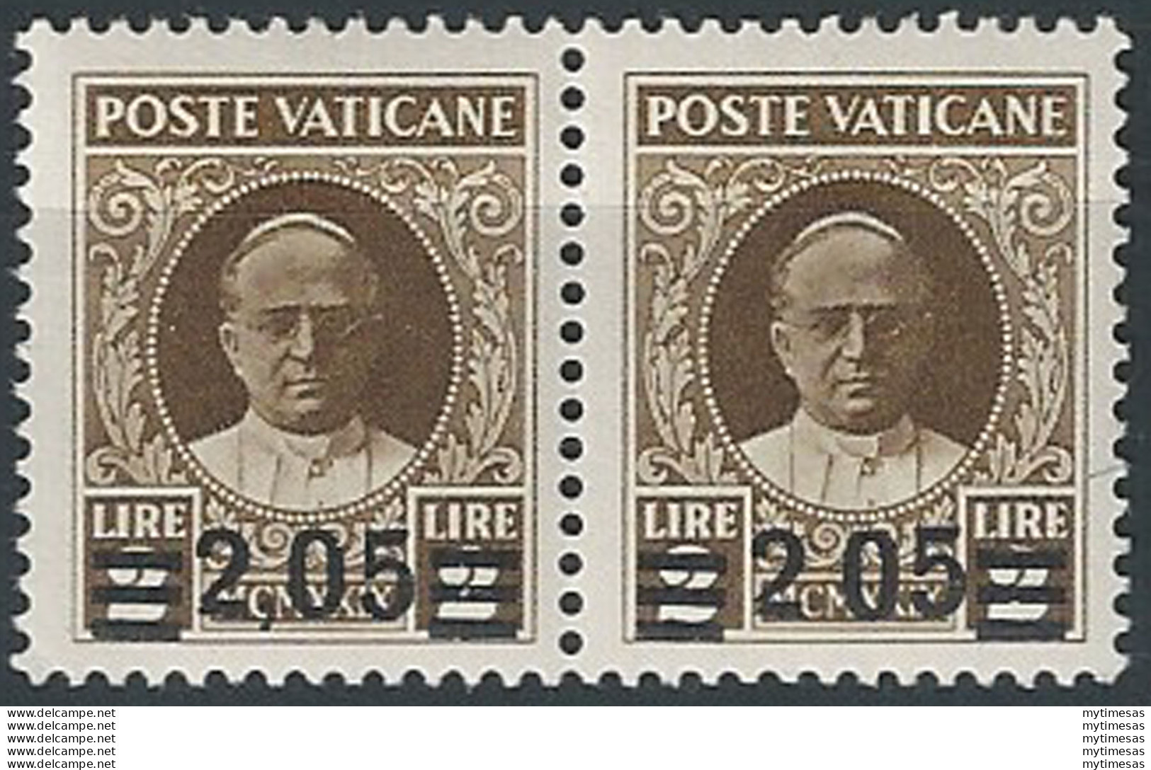 1934 Vaticano L. 2,05 Su L. 2 MNH Sass. N. A37+37g - Andere & Zonder Classificatie