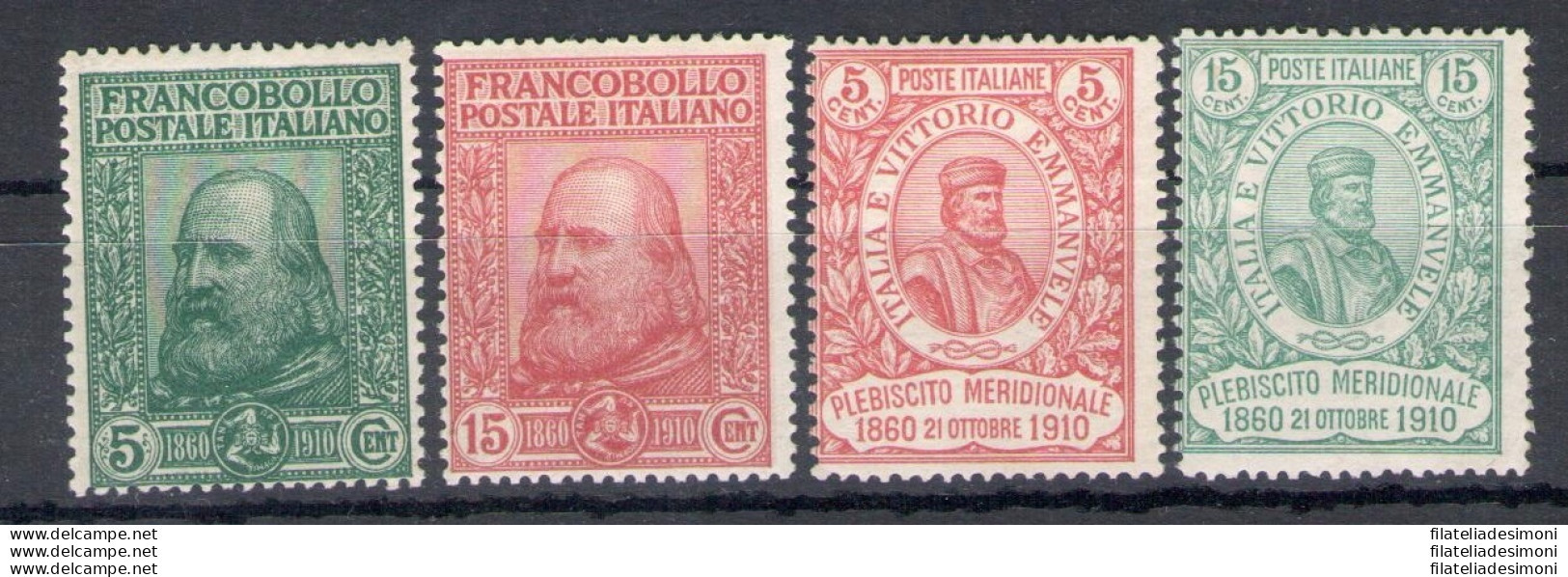 1910 Italia - Regno - Garibaldi, Catalogo Sassone N. 87-90, 4 Valori, MNH** Certificato Helmut Havi - Sonstige & Ohne Zuordnung