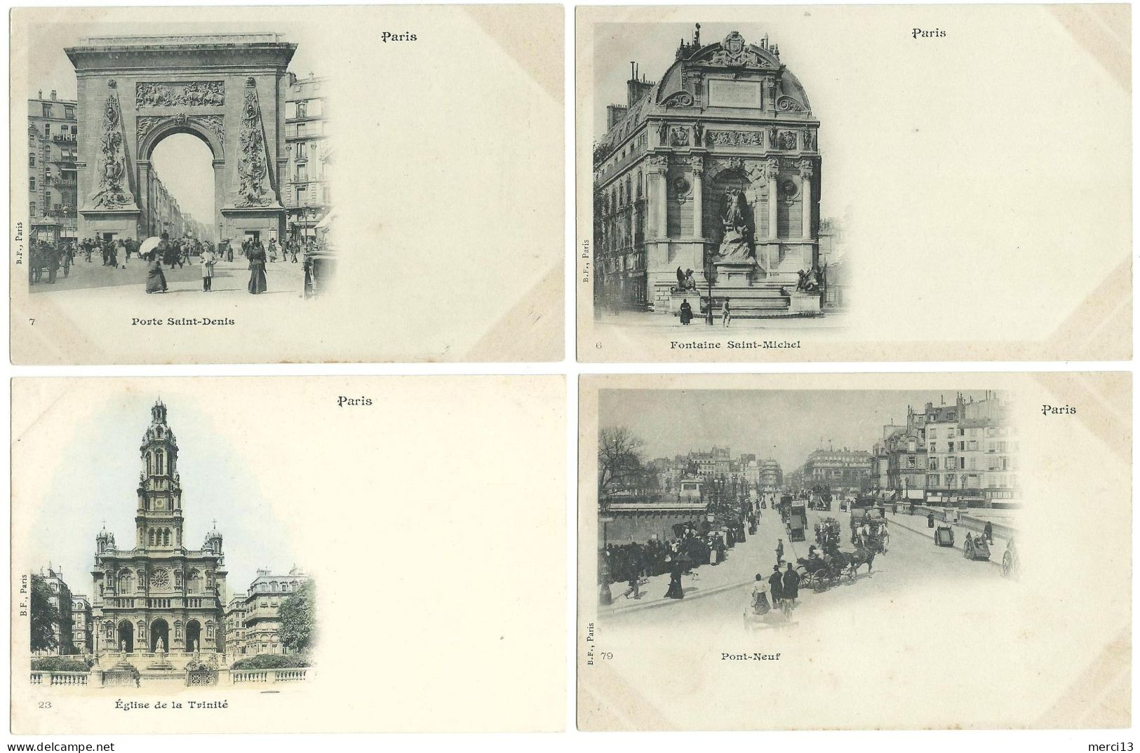 Joli Lot De 8 CPA Précurseurs De PARIS (75) De L’éditeur B.F. Paris, N° 6, 7, 23, 39, 50, 75, 79 Et 124. Toutes Scannées - Andere & Zonder Classificatie