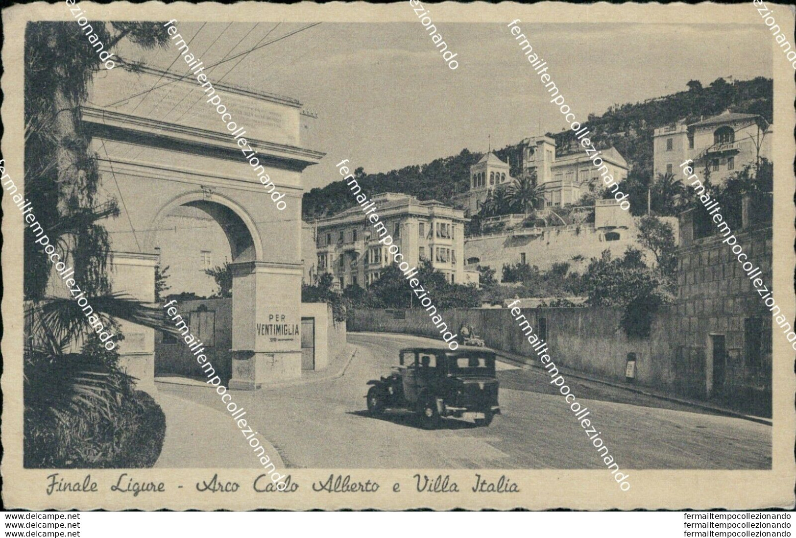 Az393 Cartolina Finale Ligure Arco Carlo Alberto Villa Italia Savona 1943 - Savona