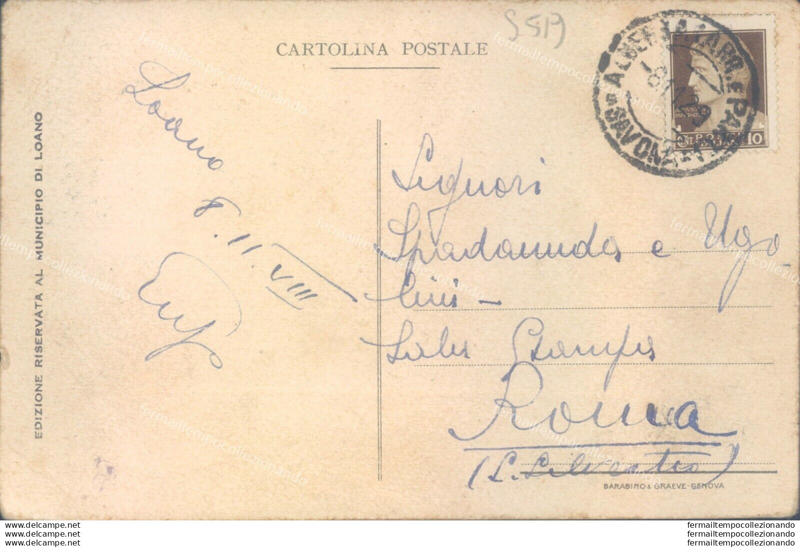 S519 Cartolina Pubblicitaria Di Loano 1929 Provincia Di Savona - Savona