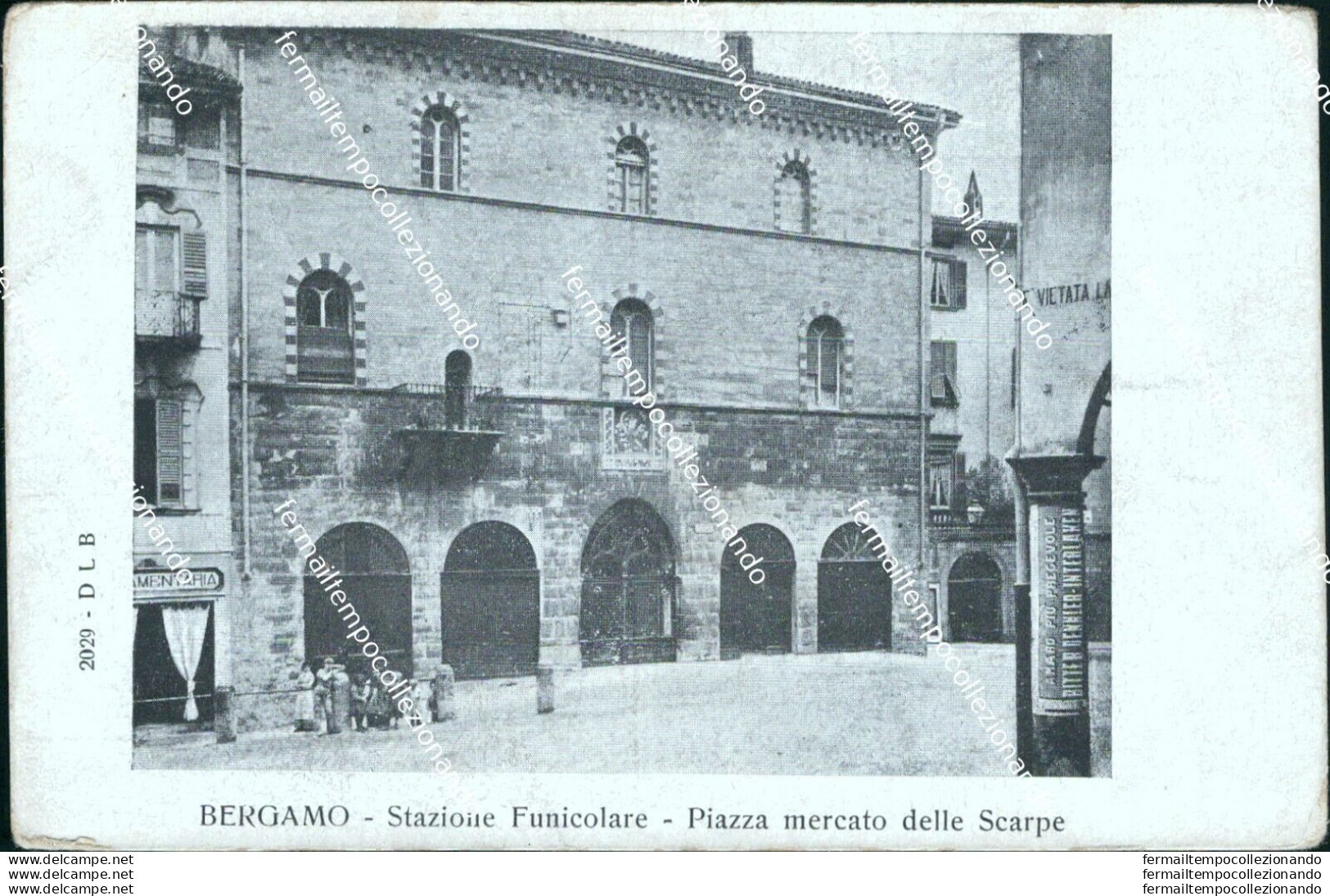 Bs560  Cartolina Bergamo Stazione Funicolare Piazza Mercato  Scarpe Lombardia - Bergamo