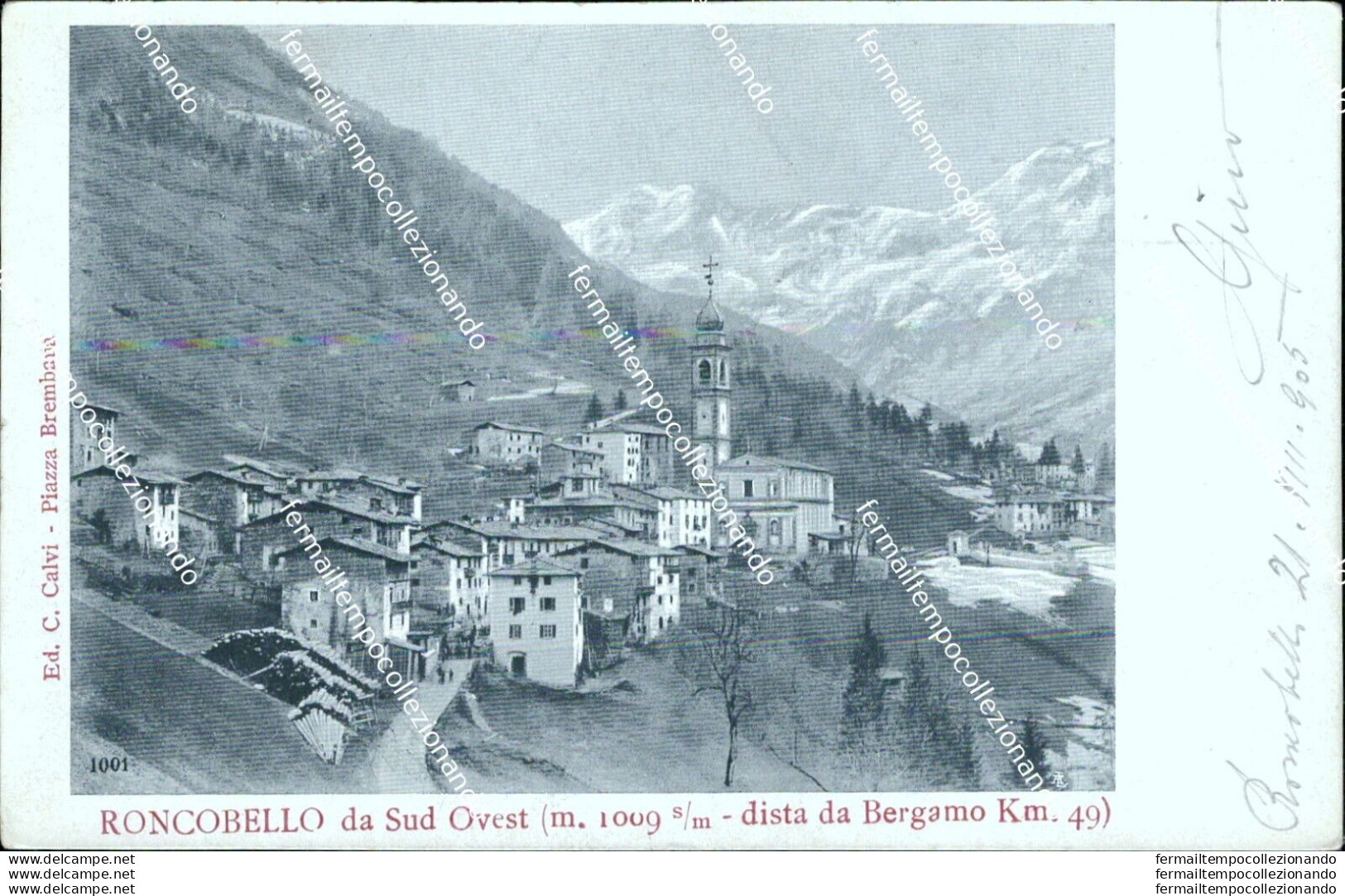 Bs365 Cartolina Roncobello Da Sud Ovest 1905 Provincia Di Bergamo  Lombardia - Bergamo