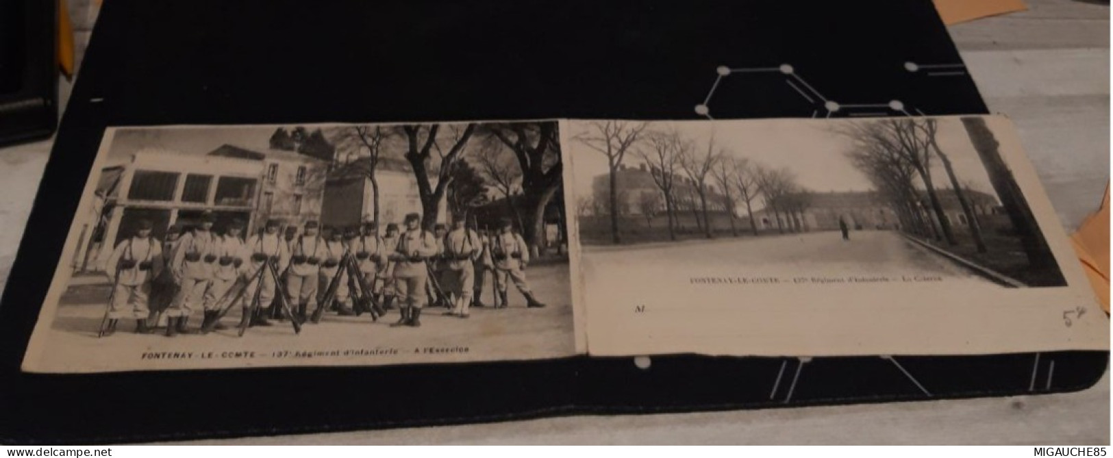 Carte Postale  Double  Fontenay Le Comte  137 Régiment D Infanterie A L Exercice - Fontenay Le Comte