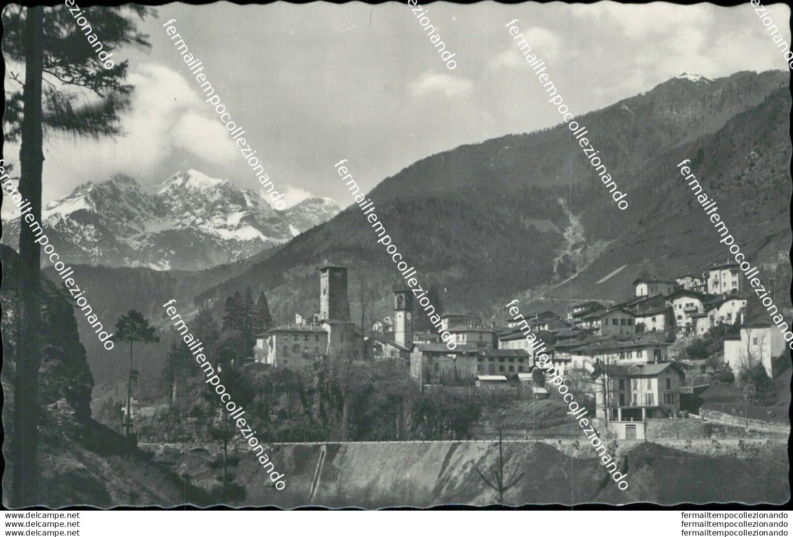 Bs378 Cartolina Gromo Valle Seriana Abitato E Monte Secco Bergamo Lombardia - Bergamo