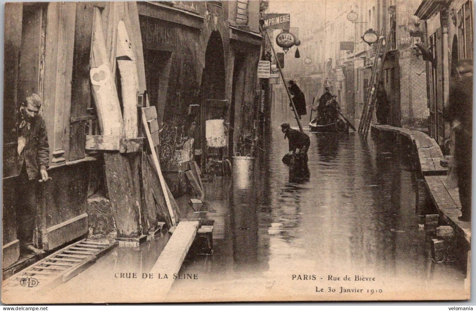 20738 Cpa Paris - Crue 1910 -  Rue De Bièvre - Paris Flood, 1910