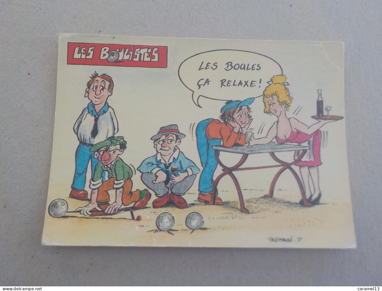 CPSM -  AU PLUS RAPIDE - CARTE HUMORISTIQUE - THEME :  PETANQUE  -   VOYAGEE TIMBREE - Humour