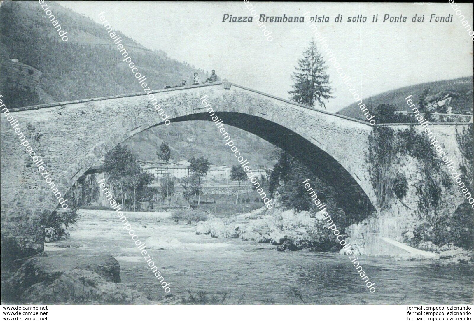 Bs370 Cartolina Piazza Brembana Vista Di Sotto Il Ponte Dei Fondi Prov  Bergamo - Bergamo