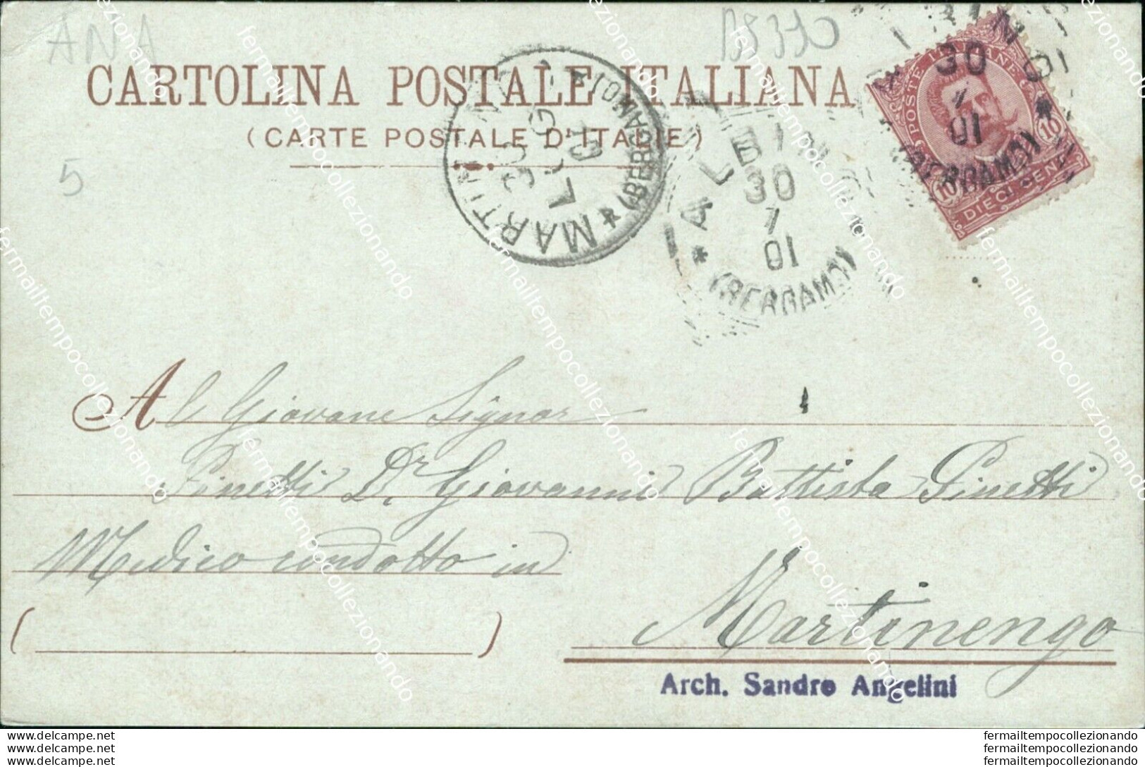 Bs390 Cartolina Panorama Di Albino 1901 Provincia Di  Bergamo Lombardia - Bergamo