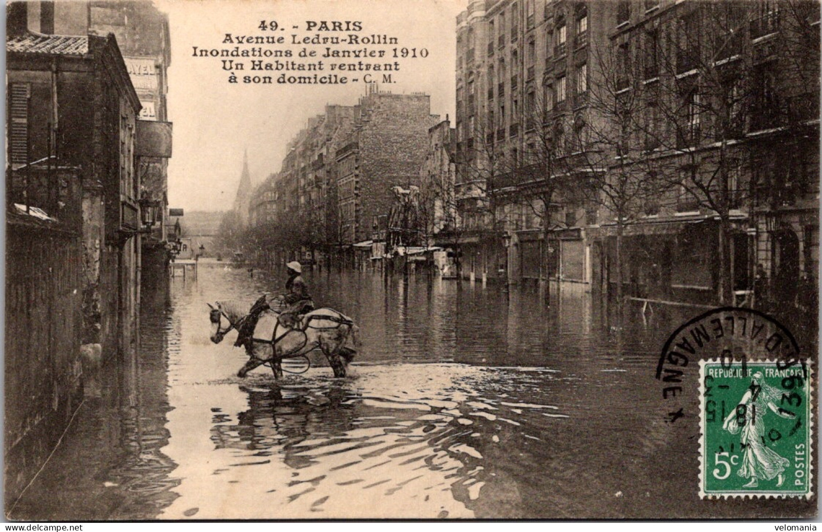 20740 Cpa Paris - Crue 1910 -  Avenue Ledru Rollin - Paris Flood, 1910