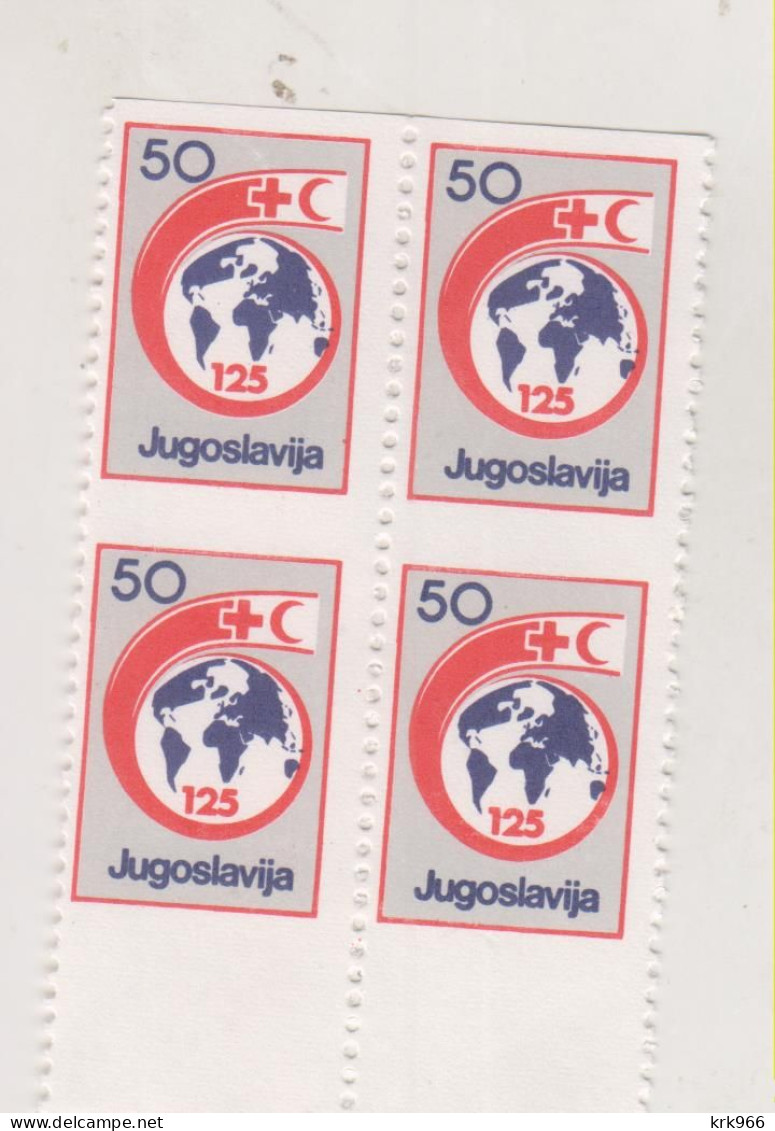 YUGOSLAVIA, 1988 50  Din Red Cross Charity Stamp Horizontal Imperforated Proof Bloc Of 4 MNH - Ongebruikt