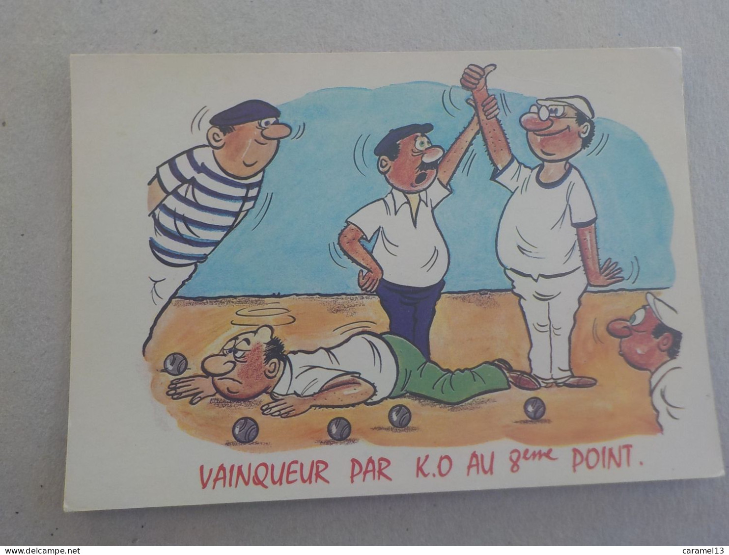 CPSM -  AU PLUS RAPIDE - CARTE HUMORISTIQUE - THEME :  PETANQUE  -   NON VOYAGEE - Humor