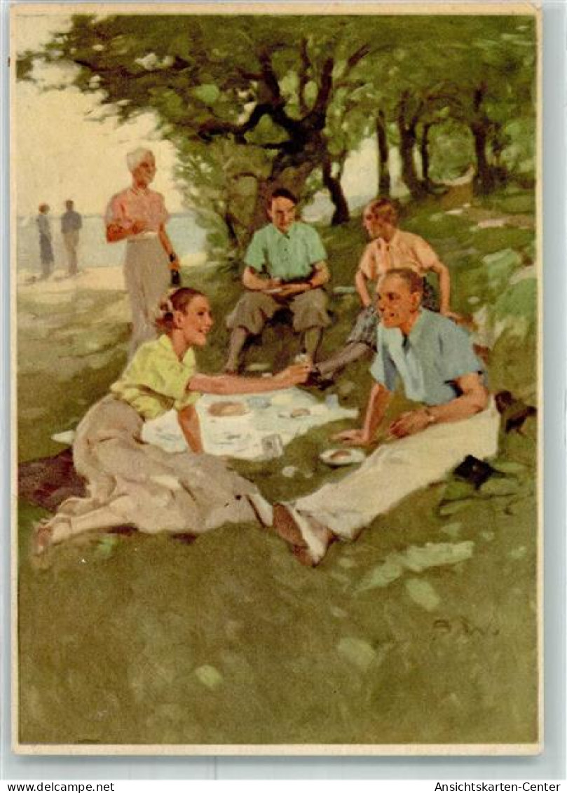 39443408 - Sign.A.W. Werbung Picknick Kuenstlerkarte - Advertising