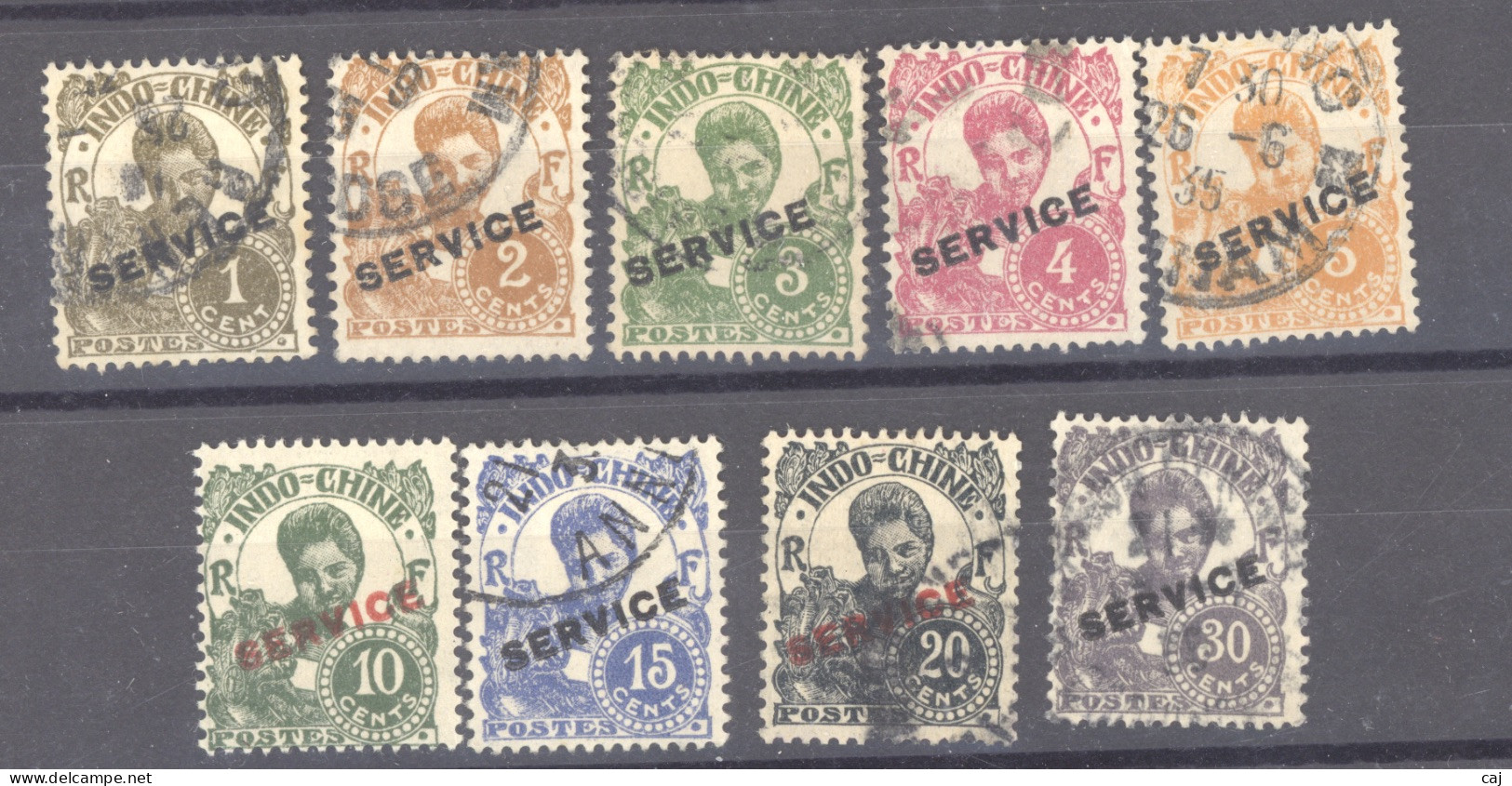 Indochine   -  Service  :  Yv  17...28  (o)    9   Valeurs - Used Stamps