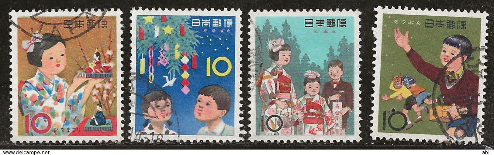 Japon 1962-1963 N° Y&T : 704 à 707 Obl. - Gebraucht