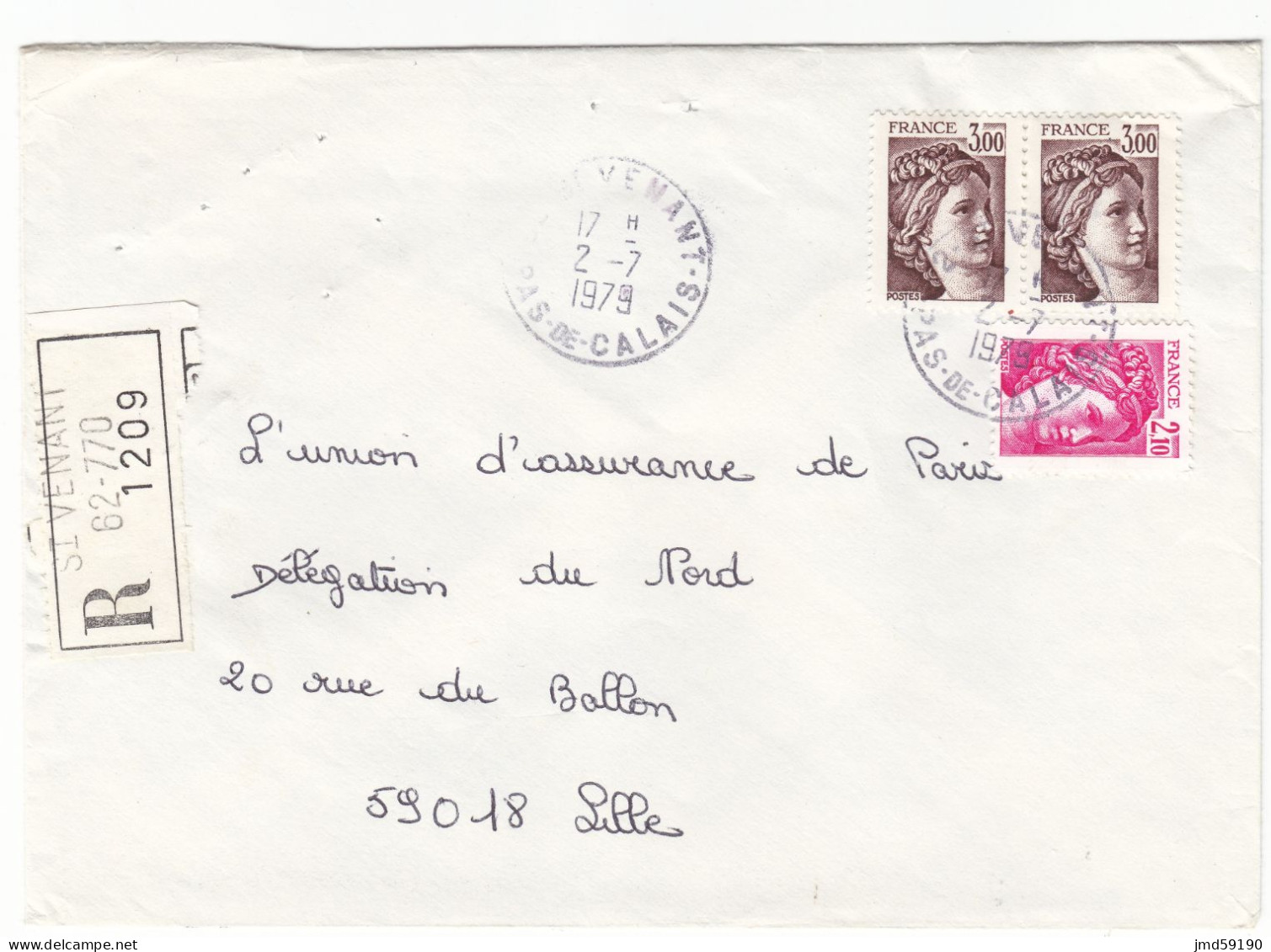 Timbres 1978 + 1979 En Paire Sur Lettre Recommandée Ayant Voyagée Le 02/07/1979 De ST VENANT 62 à HAZEBROUCK NORD 59 - 1961-....