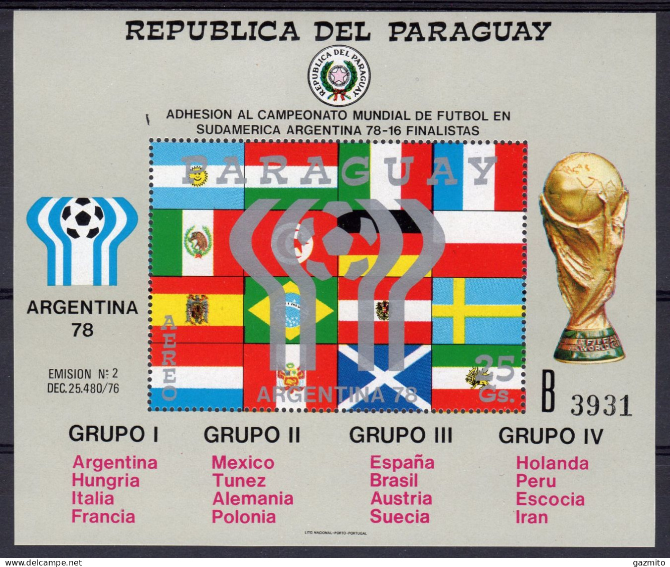 Paraguay 1978, Football World Cup, BF - 1978 – Argentine