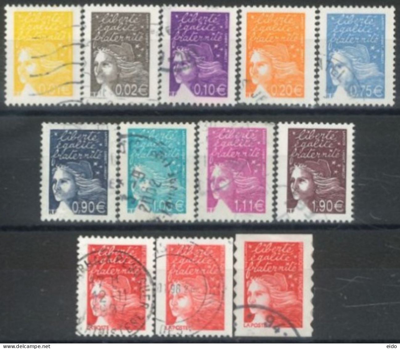 FRANCE - 2001/03 - MARIANNE STAMPS SET OF 12, USED - Used Stamps