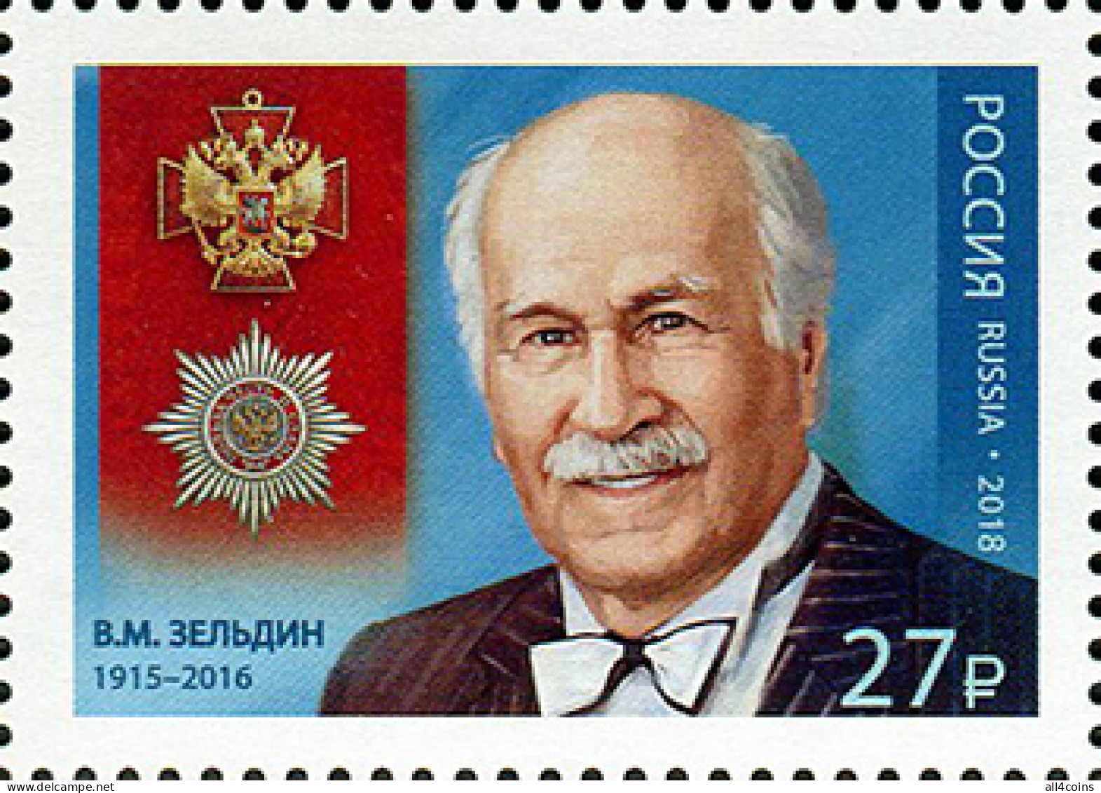 Russia 2018. Vladimir Zeldin (1915−2016), Actor (MNH OG) Stamp - Unused Stamps