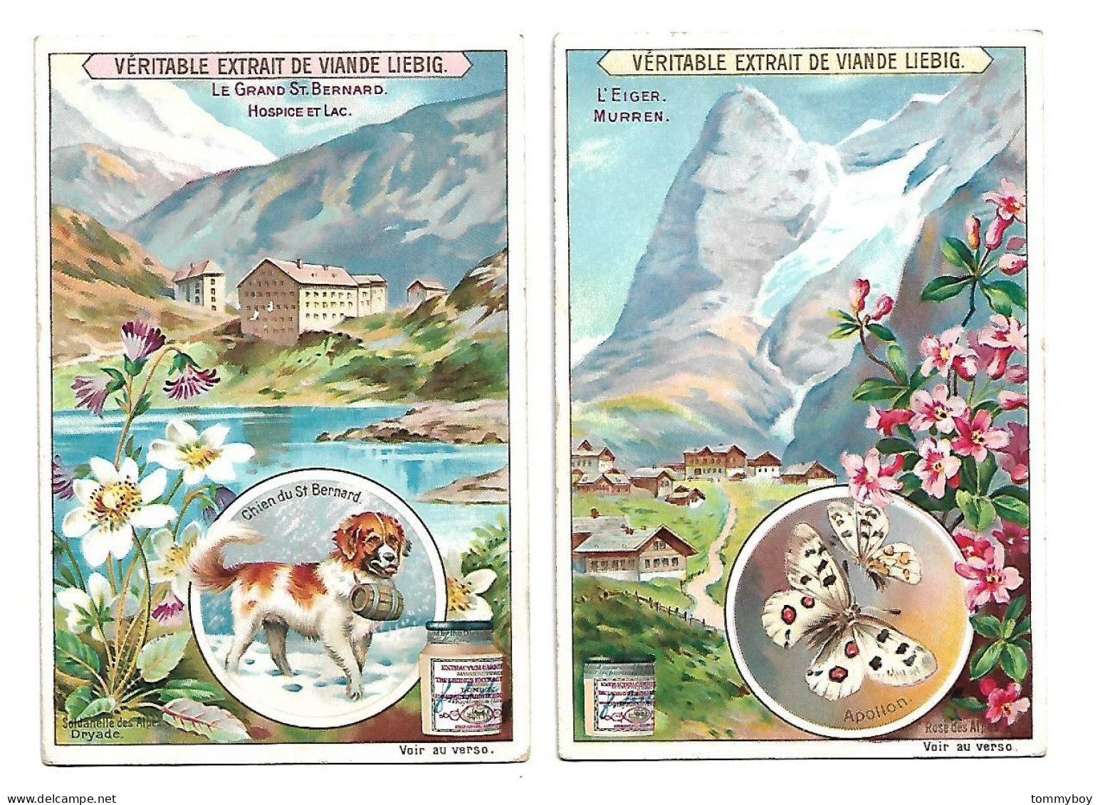 S 740 , Liebig 6 Cards, Alpes Suisse (stickers On The Backsides) (ref B18) - Liebig