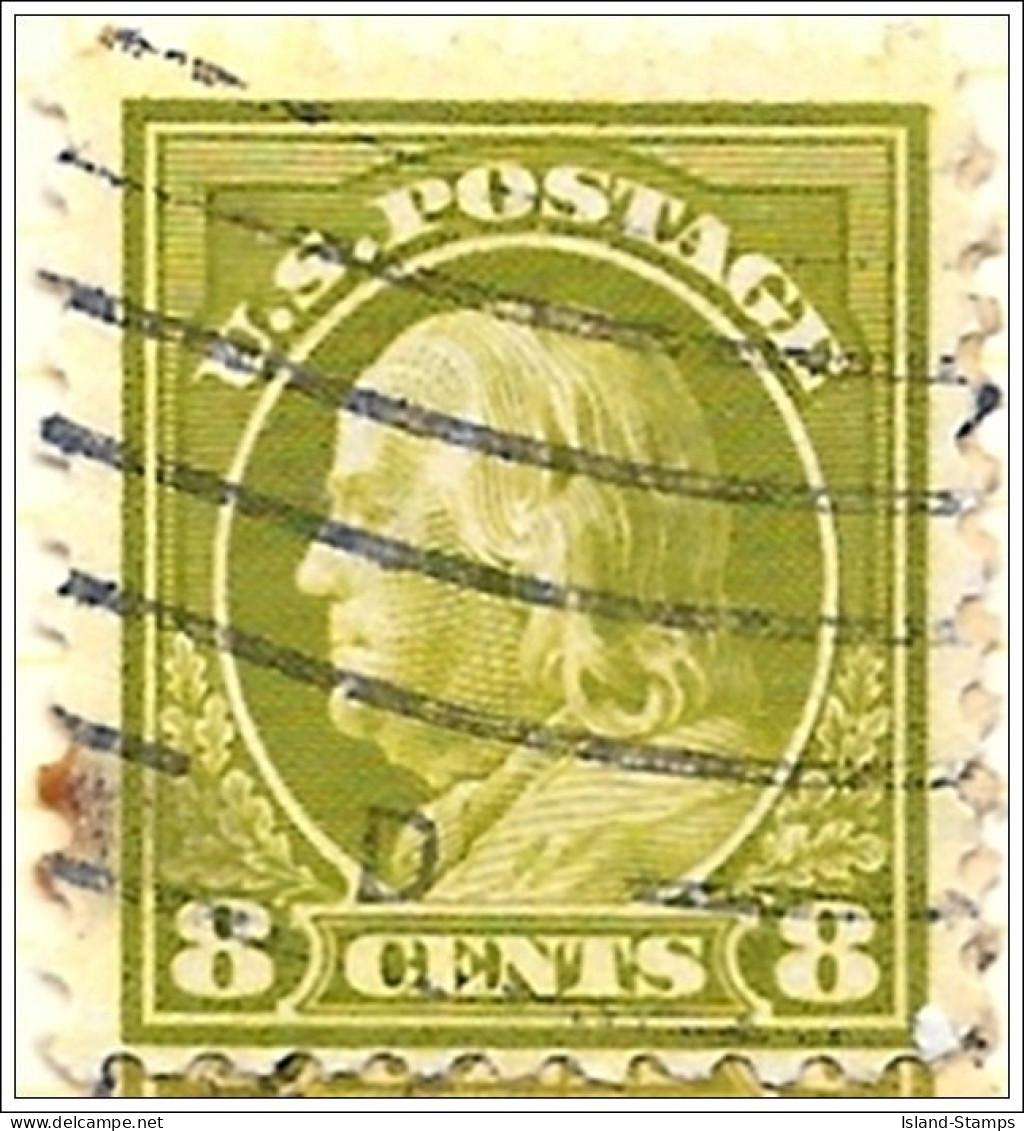 USA 1912 8c Yellow Green Franklin Used V1 - Gebruikt