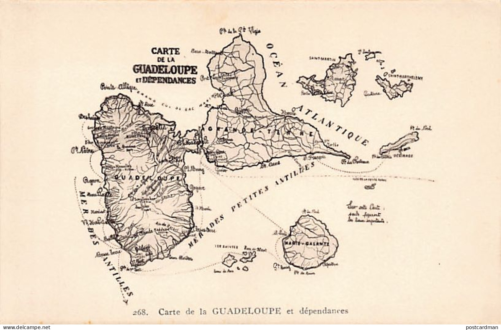 Guadeloupe - Carte Géographique De La Guadeloupe Et Dépendances - Ed. Candalen 268 - Altri & Non Classificati