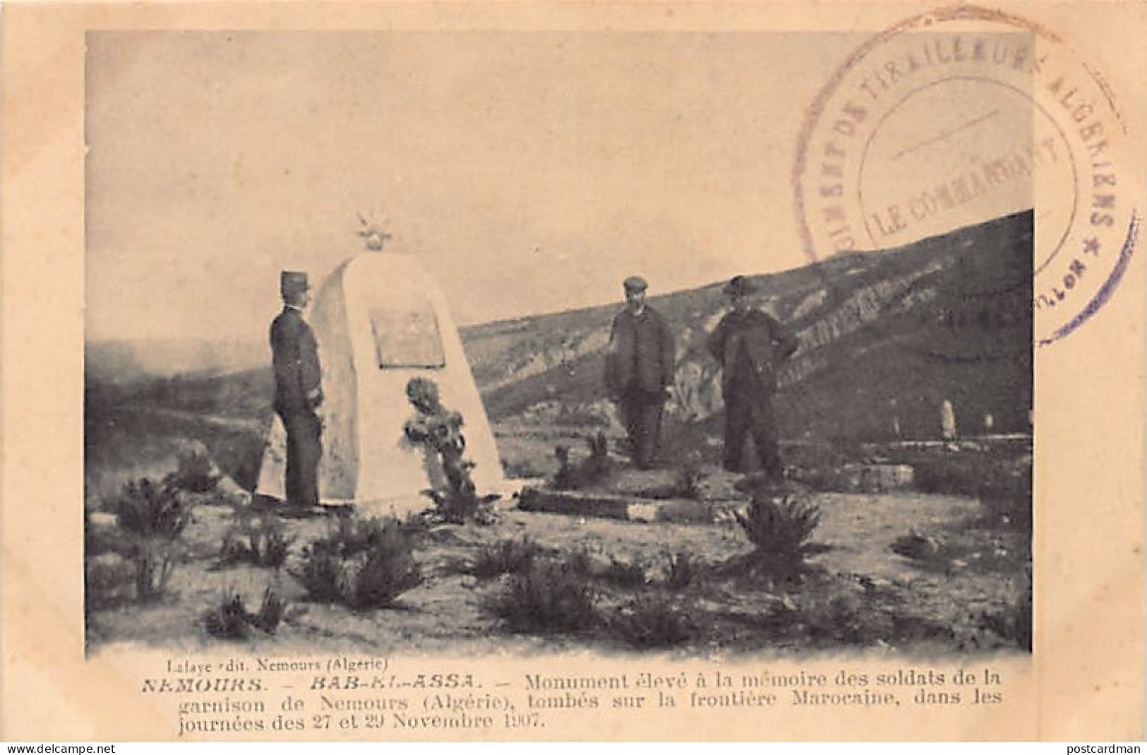 NEMOURS Ghazaouet - Bab El Assa - Monument élevé à La Mémoire Des Soldats Tombés Sur La Frontière Marocaine En Novembre  - Autres & Non Classés