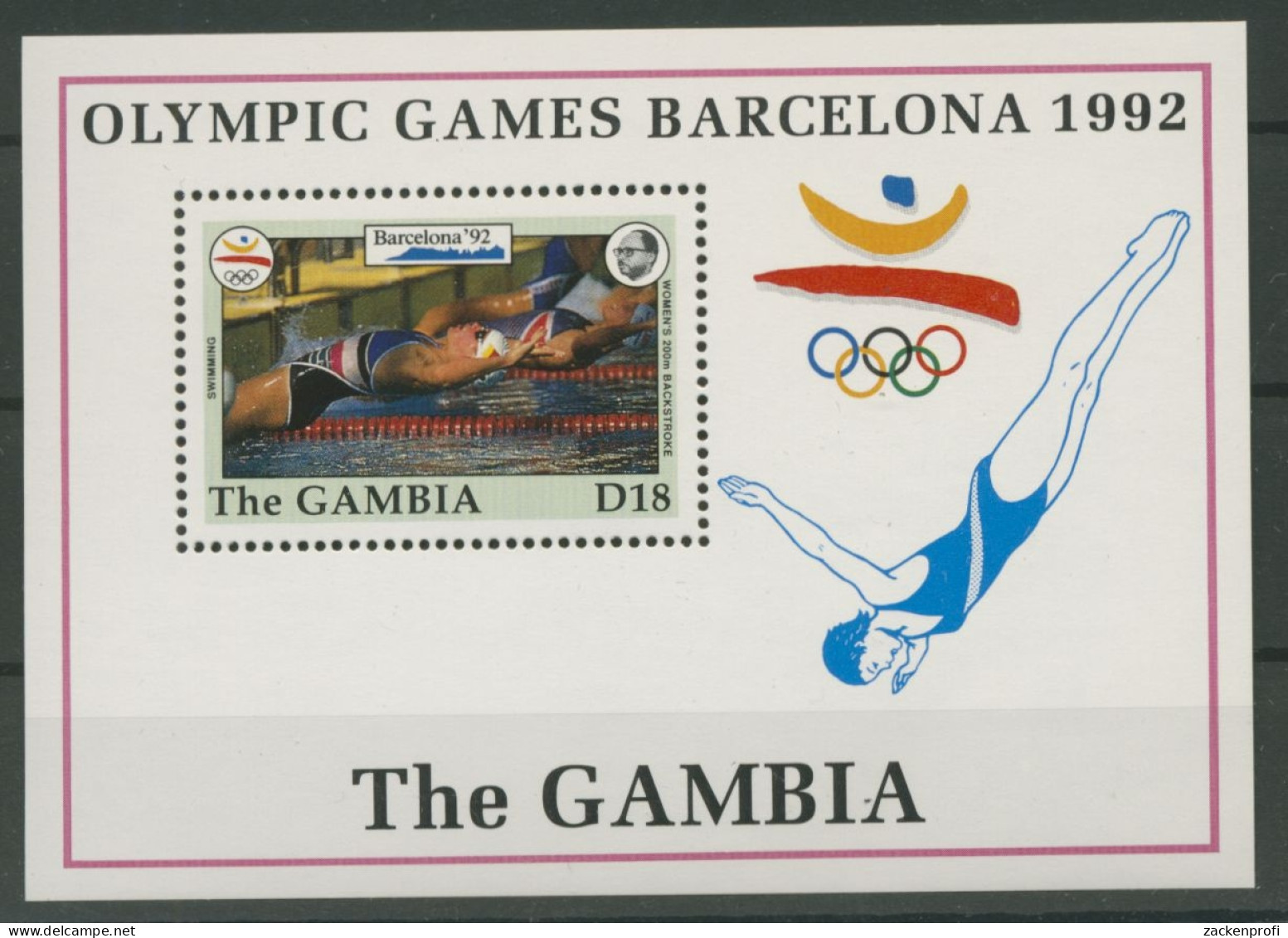 Gambia 1992 Olympische Spiele Barcelona Block 160 Postfrisch (C22103) - Gambie (1965-...)