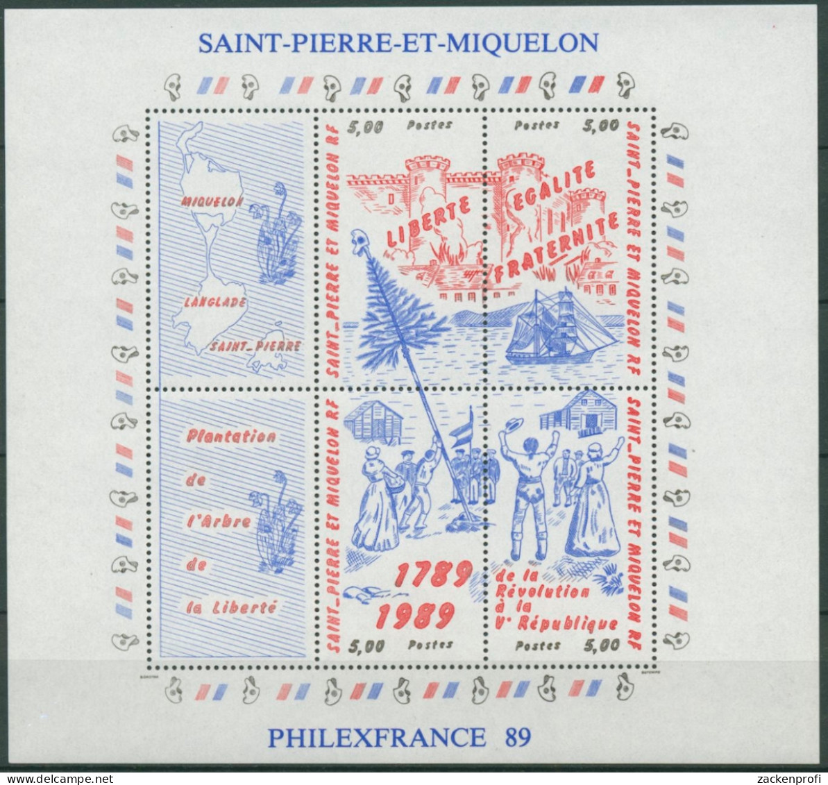 Saint-Pierre Et Miquelon 1989 Franz. Revolution Block 2 Postfrisch (C70984) - Blocks & Sheetlets